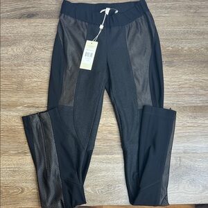BCBGMAXAZRIA Runway Black Mesh Panel Leggings | Size S | NWT